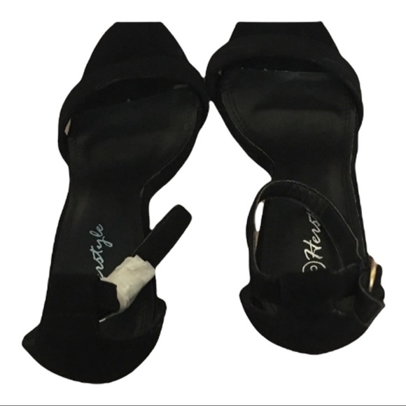 HerStyle Livveey 3” High Heels Sz 8 Black Classic Chic Suede Halo Strap Stiletto - Picture 6 of 6